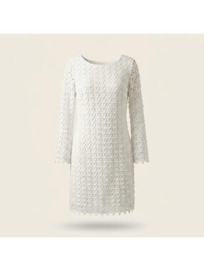 NWT PERCEPTIONS NEW YORK Long Flared Sleeve Lace Sheath Dress White Size 8P $79